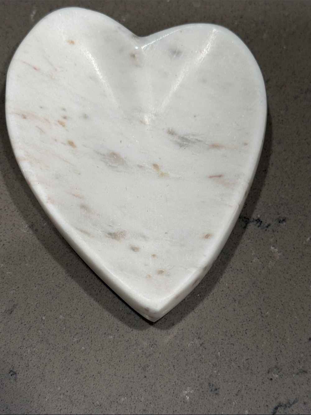 Heart-Shaped White Marble Trinket Dish, New
